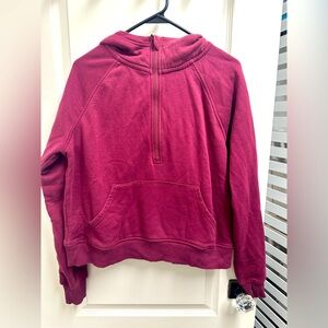 Women’s Half Zip Hoodie in Burgundy Sweater with Hood